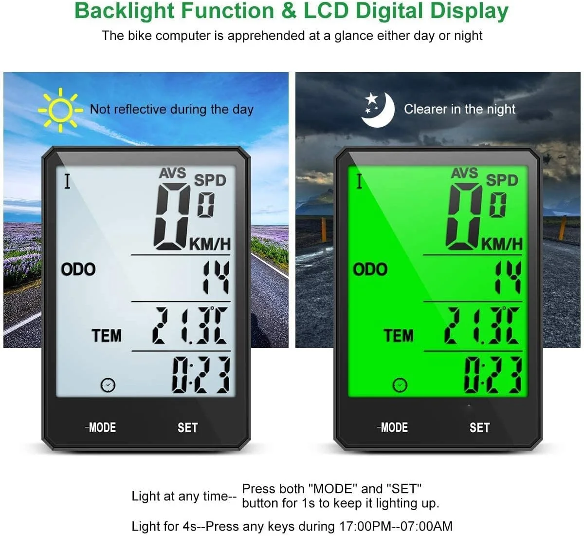 کامپیوتر دوچرخه SYOSI، کامپیوترهای دوچرخه ضد آب بی سیم، کیلومتر شمار دوچرخه با 21 عملکرد، سرعت سنج دوچرخه با صفحه نمایش LCD دارای نور پس زمینه برای دوچرخه های جاده ای، دوچرخه های کوهستانی، دوچرخه های تاشو و غیره