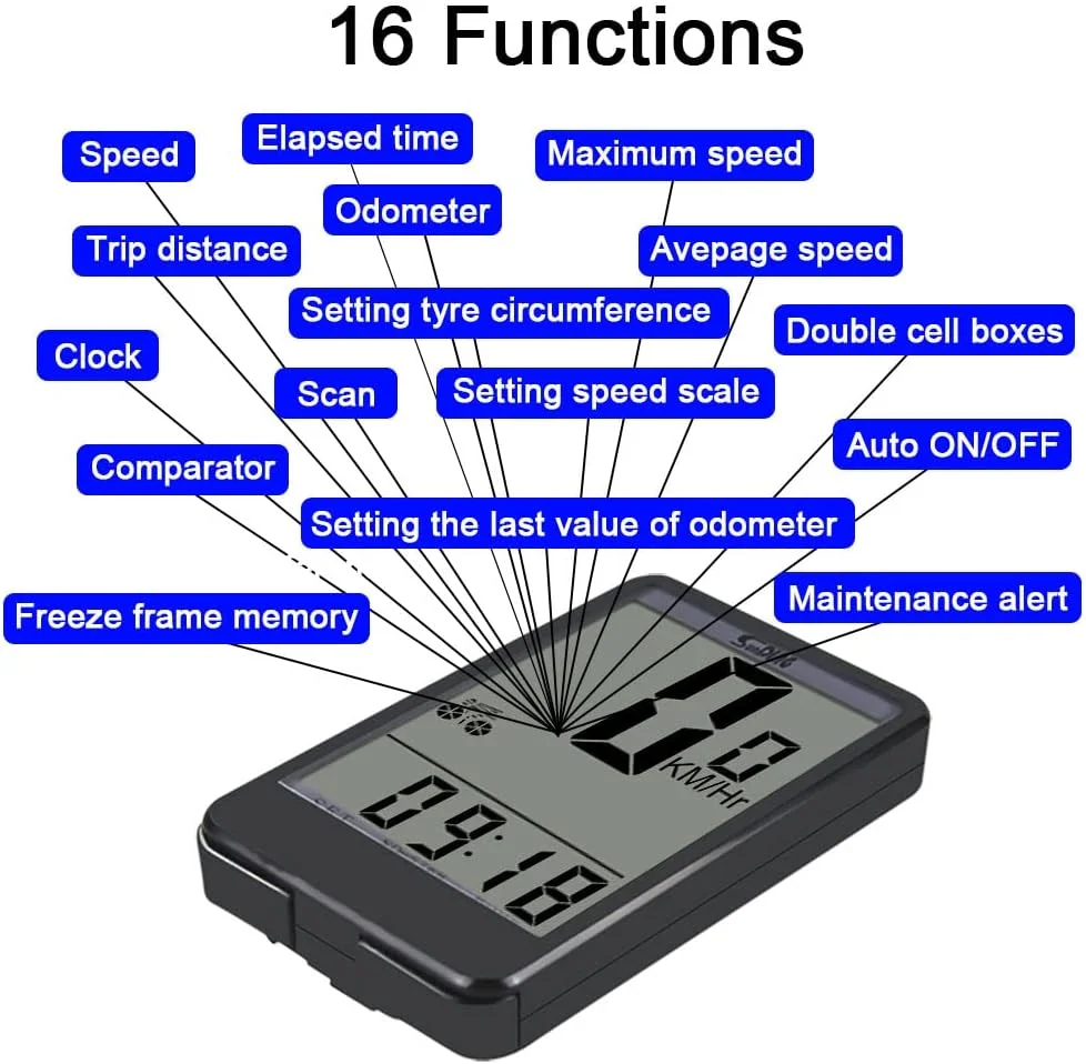 کیلومتر شمار دوچرخه ساندینگ 17 کاره ضد باران، دارای نور پس زمینه، چند منظوره مدل (576-B) کیلومتر شمار دوچرخه ساندینگ 17 کاره ضد باران، دارای نور پس زمینه، چند منظوره مدل (576-B)