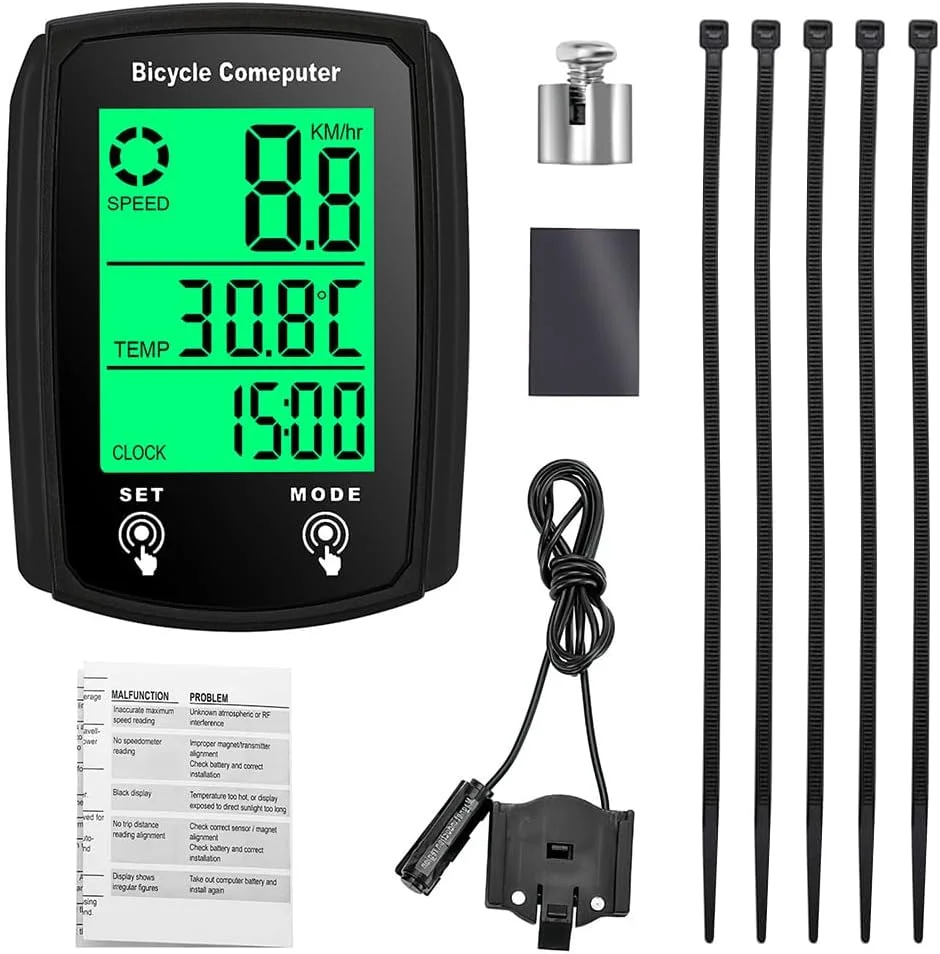 کیلومتر شمار دوچرخه با 19 عملکرد، کامپیوتر دوچرخه دیجیتال، کامپیوتر ضد آب دوچرخه با صفحه نمایش دارای نور پس زمینه، کنترل لمسی، کیلومتر شمار LCD با کیفیت بالا