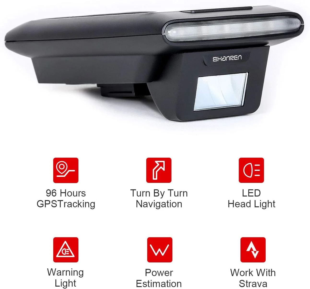 کامپیوتر دوچرخه SHANREN Di-Pro GPS با نور جلو، بلوتوث و ANT+ با عمر باتری 96 ساعته (Di-Pro مشکی)