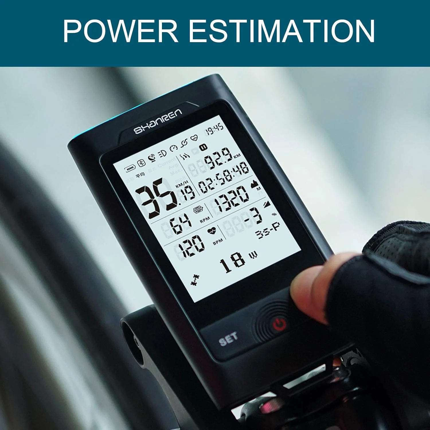 کامپیوتر دوچرخه SHANREN Di-Pro GPS با نور جلو، بلوتوث و ANT+ با عمر باتری 96 ساعته (Di-Pro مشکی)