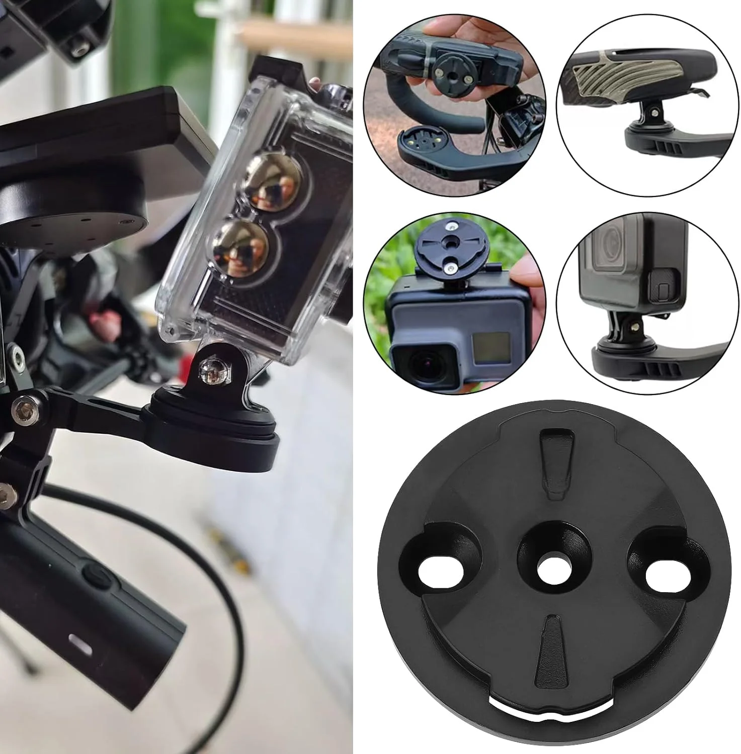 دو عدد پایه نگهدارنده کامپیوتر دوچرخه، پایه ثابت کرنومتر، پایه ثابت نر، صفحه تنظیم، سازگار با GARMIN، ابعاد 32x29x2 میلی متر، مشکی