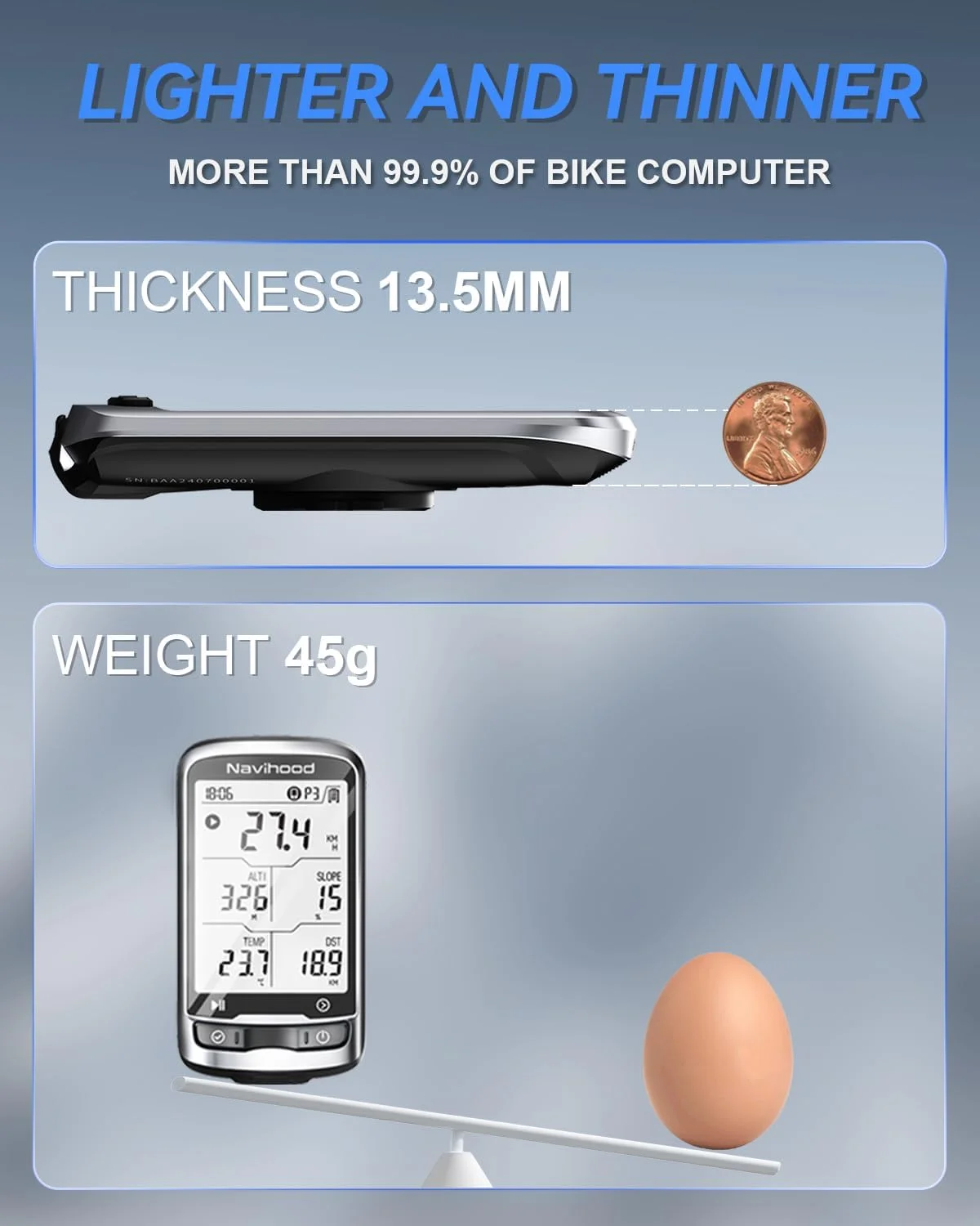 کامپیوتر دوچرخه سواری GPS سطح پایه L4، صفحه نمایش 2.3 اینچی لمینت شده، فوق العاده نازک و سبک وزن، ضد آب IPX7، کامپیوتر دوچرخه سواری بلوتوث ANT+