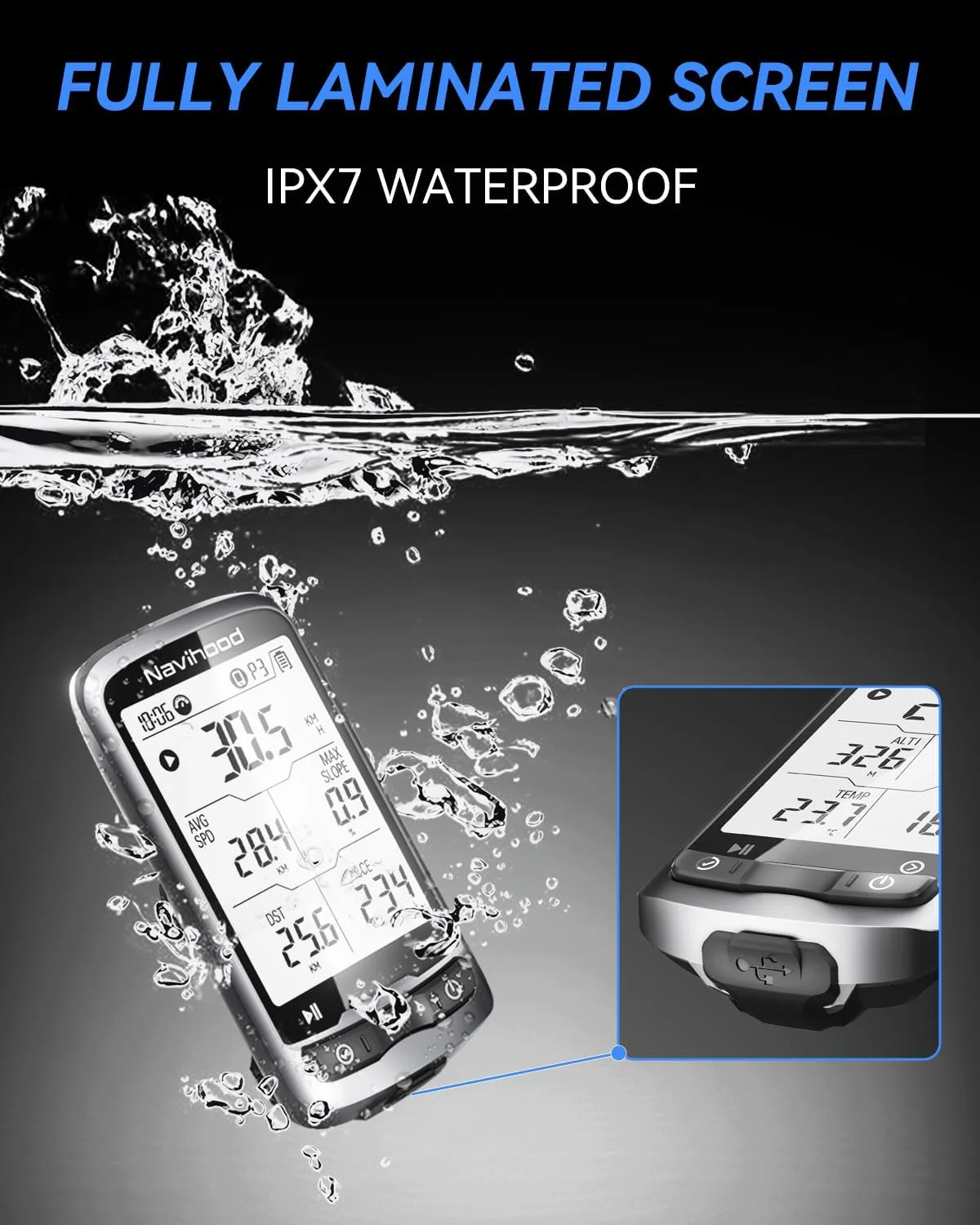 کامپیوتر دوچرخه سواری GPS سطح پایه L4، صفحه نمایش 2.3 اینچی لمینت شده، فوق العاده نازک و سبک وزن، ضد آب IPX7، کامپیوتر دوچرخه سواری بلوتوث ANT+