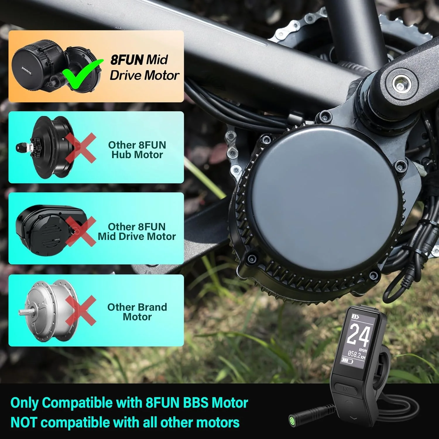 نمایشگر LCD دوچرخه برقی برای موتور میانی بافانگ BBS01B BBS02B BBS HD، پنل کنترل نمایشگر برای تنظیم داده های دوچرخه برقی