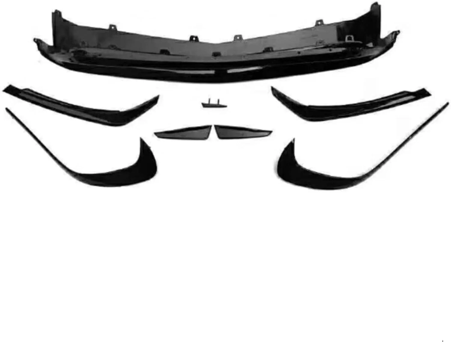 اسپویلر لب سپر جلوی مشکی براق 8 تکه برای مرسدس بنز CLA کلاس CLA45 AMG نسخه اسپرت 2016-2018