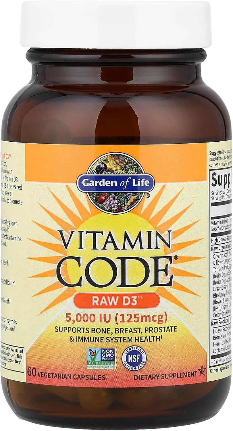ویتامین D Garden of Life، Vitamin Code Raw D3، ویتامین D 5000 IU، مکمل های غذایی کامل ویتامین D با کلرلا، میوه ها، سبزیجات و پروبیوتیک ها برای سلامت استخوان و سیستم ایمنی، 60 کپسول گیاهی ویتامین D Garden of Life، Vitamin Code Raw D3، ویتامین D 5000 IU، مکمل های غذایی کامل ویتامین D با کلرلا، میوه ها، سبزیجات و پروبیوتیک ها برای سلامت استخوان و سیستم ایمنی، 60 کپسول گیاهی