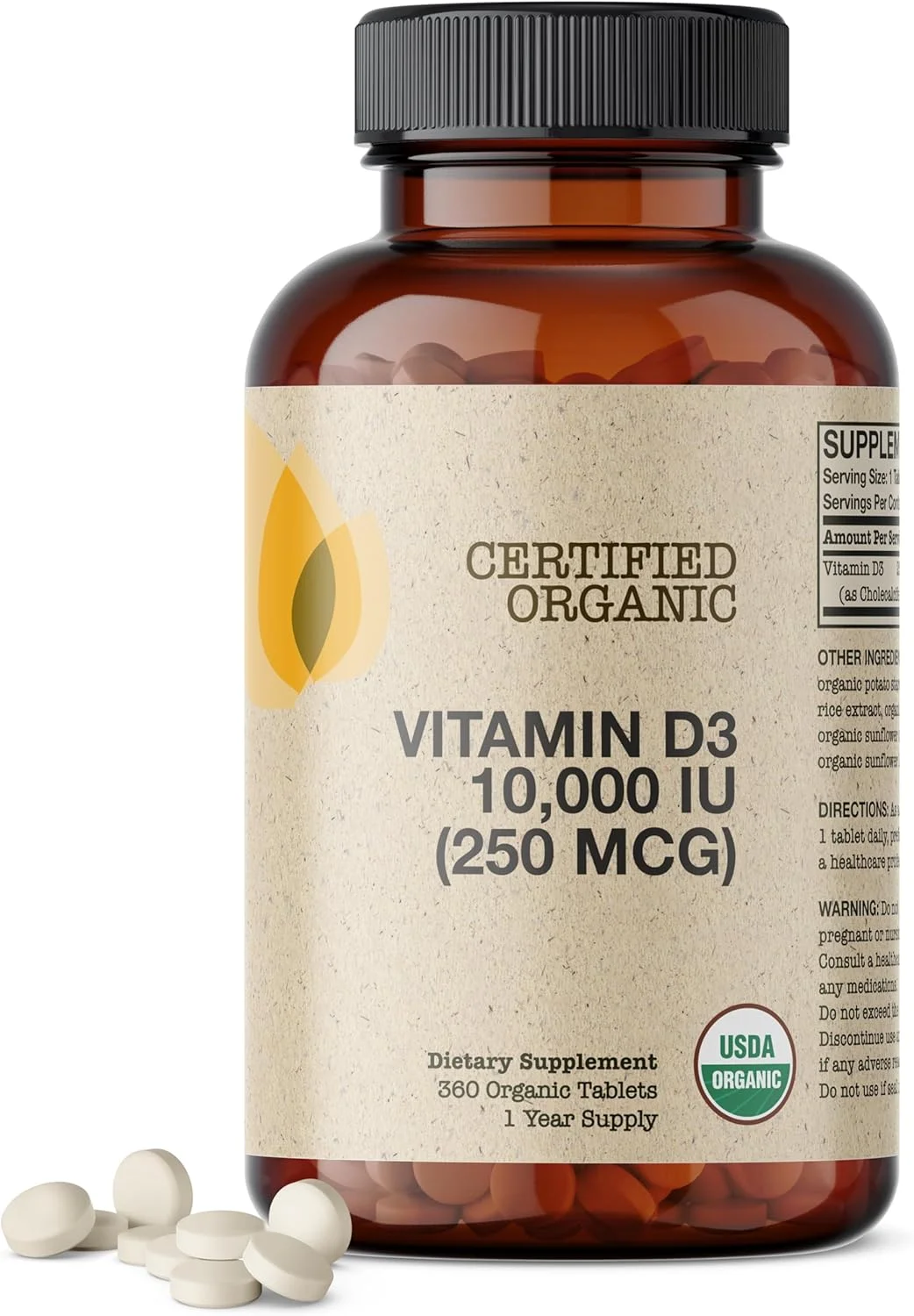 ویتامین د3 10000 واحد بین المللی (250 میکروگرم) فیوچر بیوتیکس، پشتیبانی از پاسخ ایمنی سالم، کمک به حفظ استخوان ها و عضلات قوی، 360 قرص ارگانیک