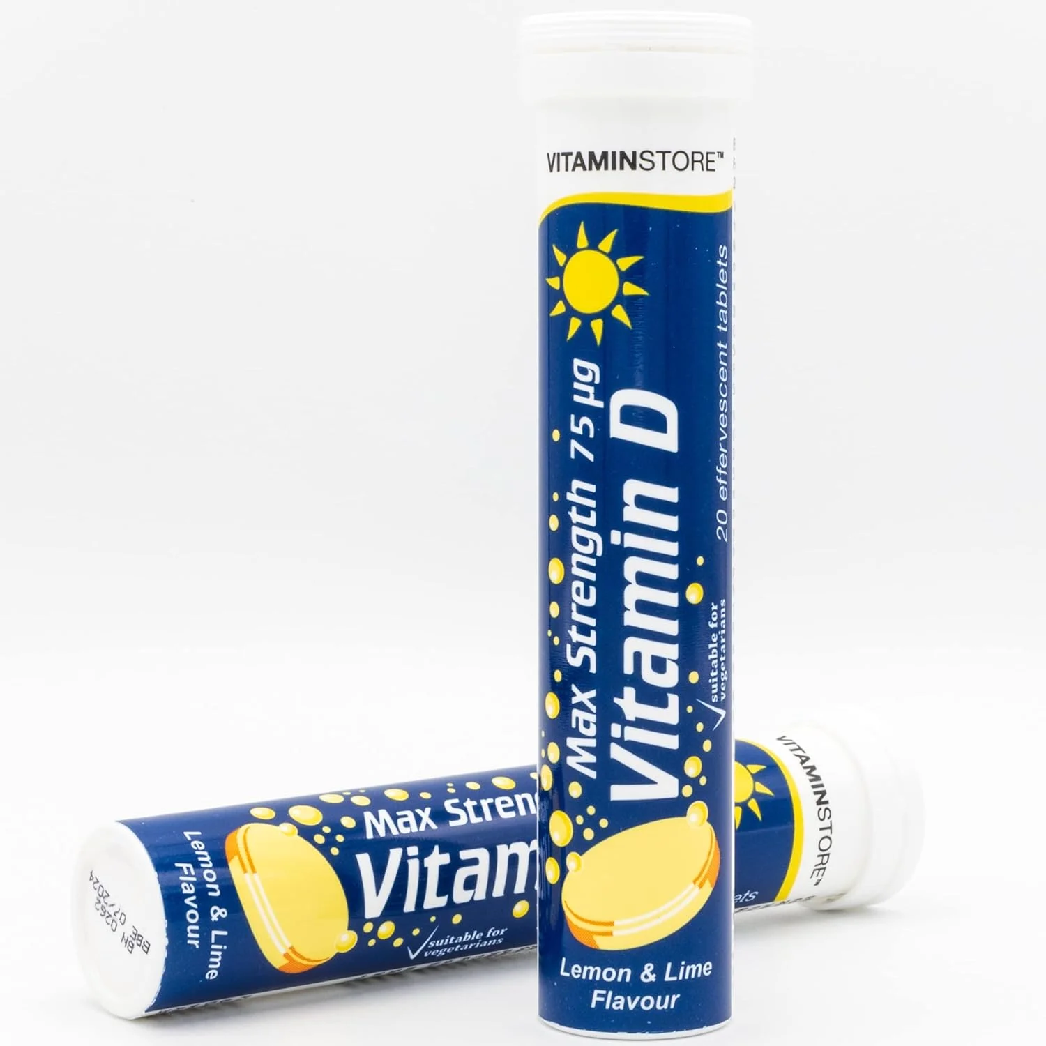 قرص جوشان ویتامین D فروشگاه ویتامین، 3 بسته 20 عددی مکمل ویتامین D با قدرت بالا - حداکثر قدرت 75 میکروگرم - قرص های گیاهی با طعم لیمو و لیموترش برای حمایت از سلامت استخوان و سیستم ایمنی سالم