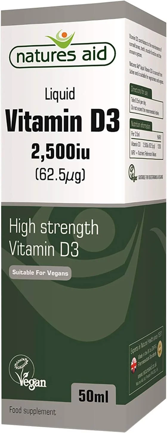 مایع ویتامین D3 با قدرت بالا نیچرز اید 2500 واحد بین المللی، 50 میلی لیتر