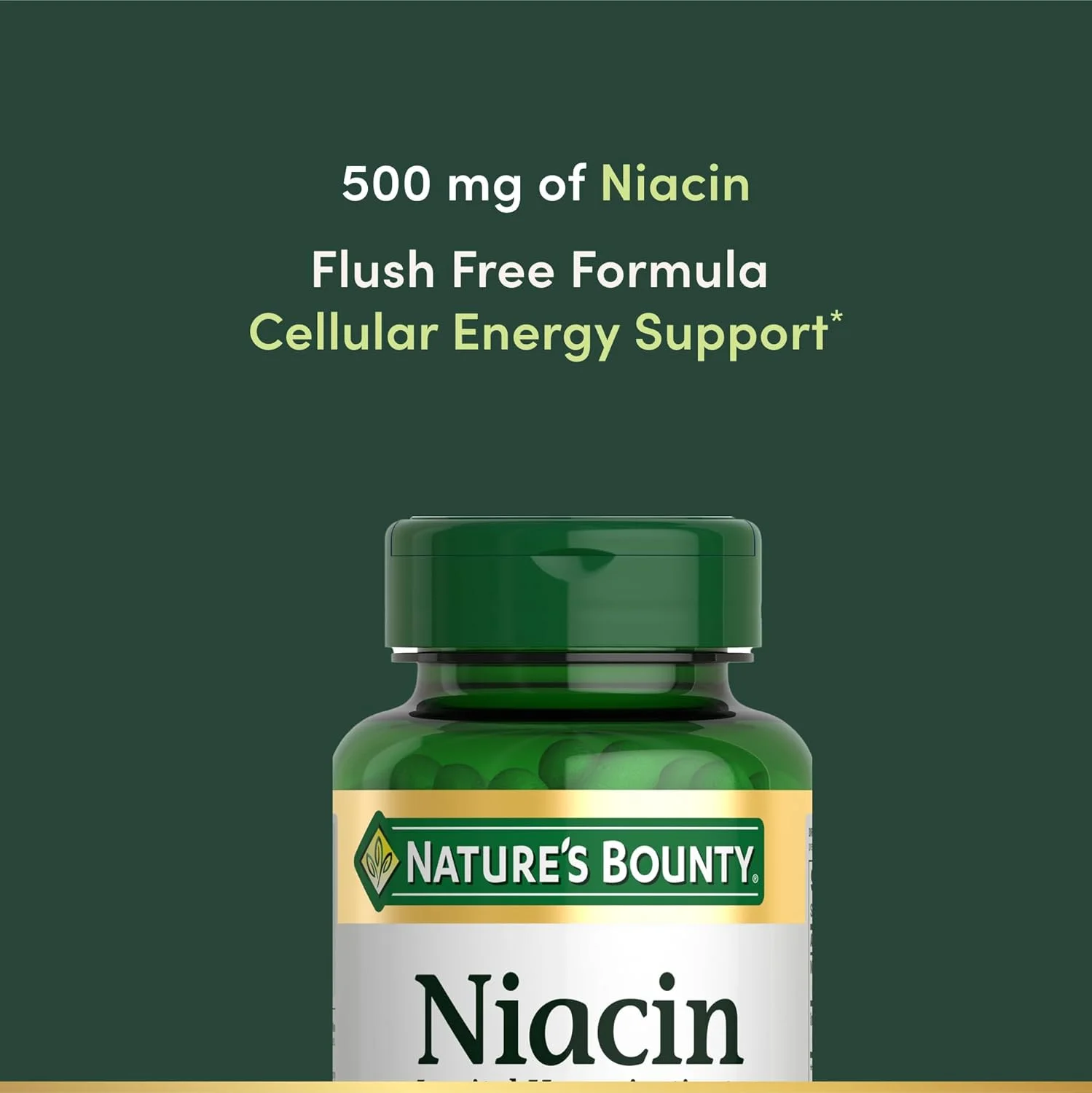مکمل نیاسین Nature's Bounty، پشتیبانی از سیستم عصبی و تولید انرژی، 500 میلی گرم، 120 کپسول