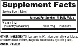 ویتامین ب۱۲ متیل کوبالامین 5000 میکروگرم Webber Naturals، حل آسان، قرص زیر زبانی فعال زیستی، 60 عدد، پشتیبانی از تولید انرژی و متابولیسم، فاقد گلوتن، غیر تراریخته، مناسب برای گیاهخواران
