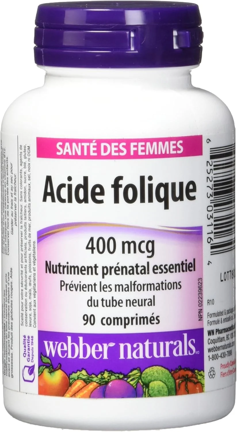 فولیک اسید Webber Naturals - سلامت بانوان - 400 میکروگرم - 90 قرص
