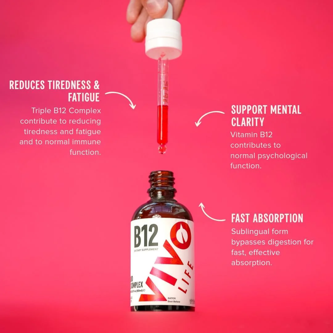 ویوو لایف کمپلکس ویتامین B12، مکمل سلامتی با قدرت بالا، قطره مایع با طعم پرتقال، 60 میلی لیتر، 60 سروینگ