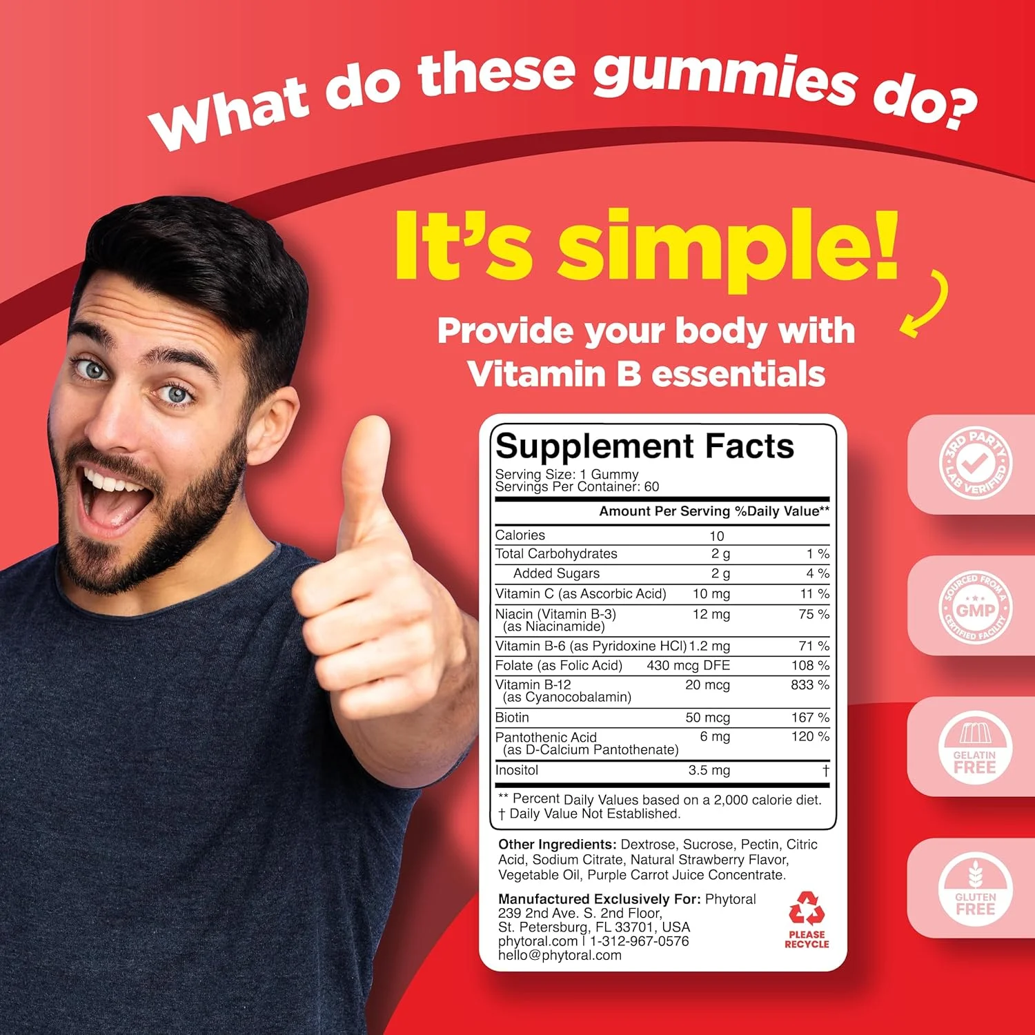 پاستیل های کمپلکس ویتامین B برای بزرگسالان - پاستیل های انرژی طبیعی با ویتامین های کمپلکس B وگان برای افزایش انرژی، مراقبت از چشم و کمک به تمرکز مغز - پاستیل های ویتامین B کمپلکس فوق العاده برای بزرگسالان و کودکان