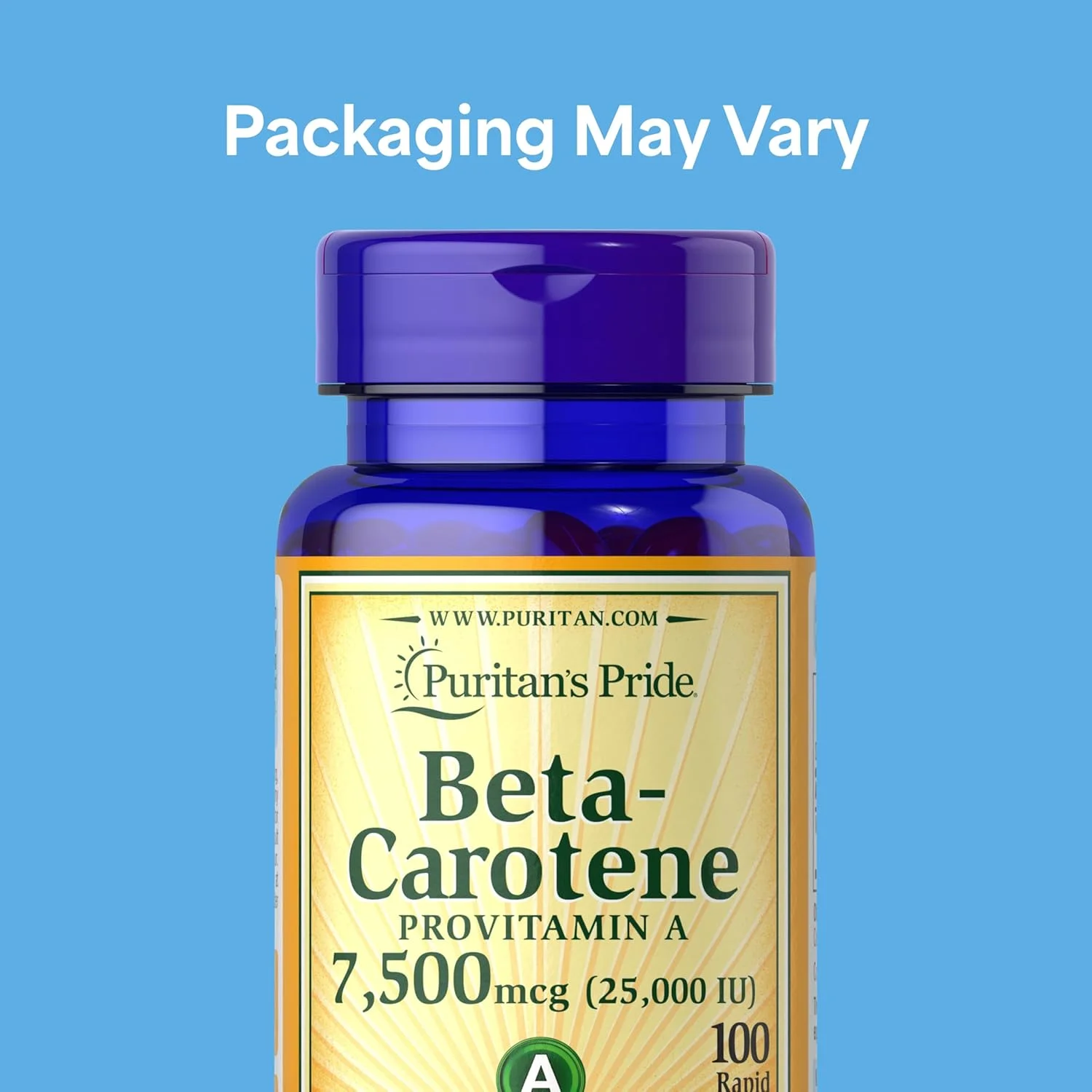 بتا کاروتن پروویتامین آ 7500 میکروگرم (25000 واحد بین المللی) Puritan's Pride، مکمل ویتامین برای سیستم ایمنی، آنتی اکسیدان و پشتیبانی از سلامت چشم، 100 سافت ژل با رهش سریع برای 100 روز