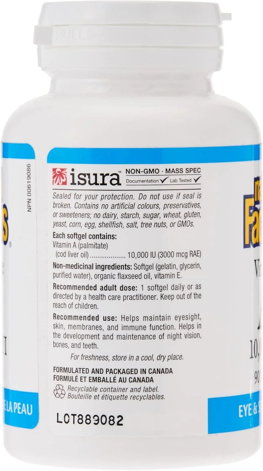 نچرال فاکتورز ویتامین آ 10000 واحد بین المللی، 90 سافت ژل