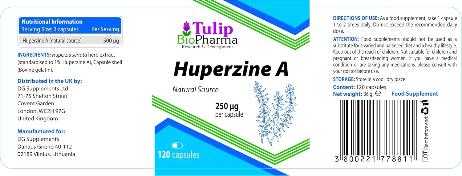 هوپرزین آ 250 میکروگرم 120 کپسول، تست شده در آزمایشگاه، دوز بالا، بدون گلوتن و GMO