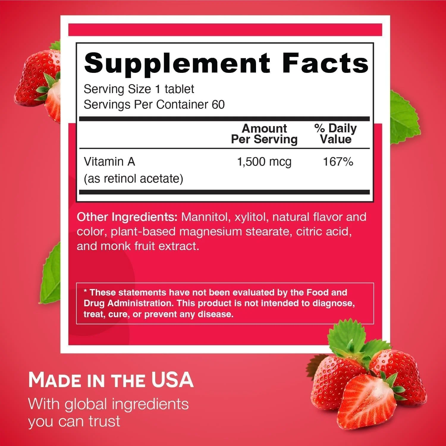 مکمل ویتامین آ 5000 واحد بین المللی ای زی ملتس - مکمل ویتامین آ حل شدنی برای حمایت از سلامت سیستم ایمنی، پوست و چشم - مکمل های ویتامین آ گیاهی - قرص های ویتامین آ بدون شکر