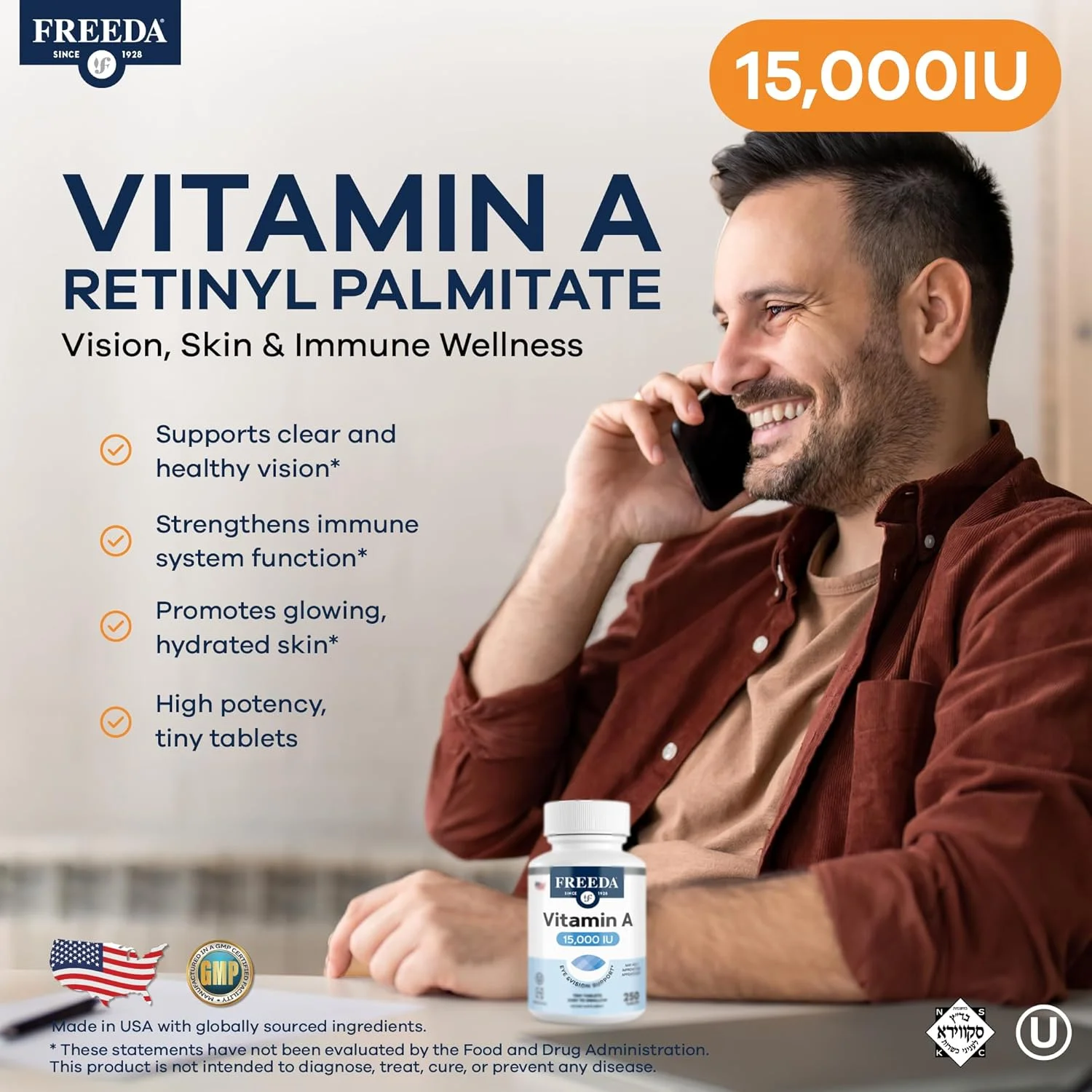 فریدا کوشر ویتامین آ پالمیتات 15000 واحد بین المللی - 250 قرص