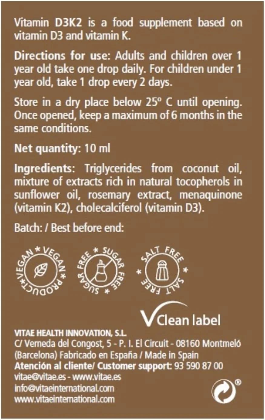 ویتامین D3K2 ویتا 10 میلی لیتر