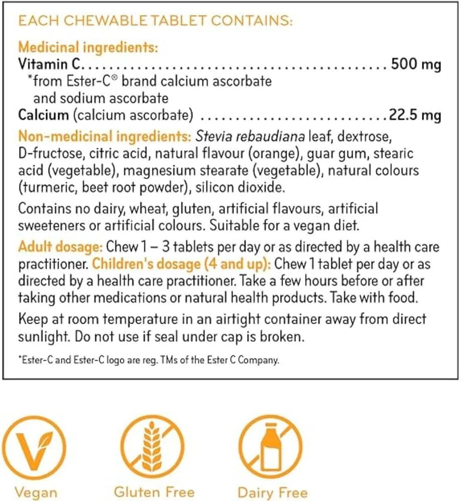 قرص جویدنی ویتامین ث استر-ث 500 میلی گرم سیسو، طعم پرتقال، 90 عدد