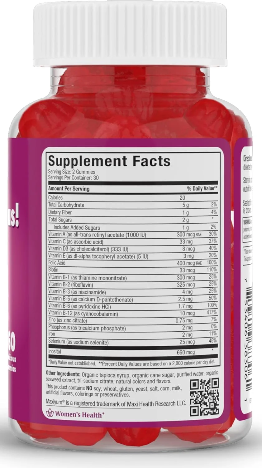 پاستیل های ارگانیک دوران بارداری برای بانوان - راهی شیرین برای پرورش فردای شما - پاستیل پیش از زایمان با طعم گیلاس کوشر - ویتامین های دوران بارداری برای بانوان با اسید فولیک و آهن برای رشد جنین، 60 عدد