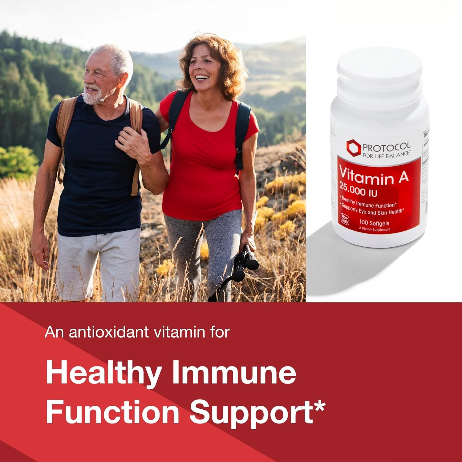 پروتکل برای تعادل زندگی ویتامین آ 25000 واحد بین المللی - سلامت چشم، شبکیه و سیستم ایمنی - 100 سافت ژل