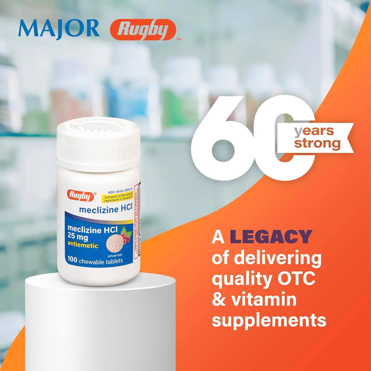 مِکلیزین هیدروکلراید ۲۵ میلی گرم، جایگزین با کیفیت برای قرص های جویدنی، ۱۰۰ عدد در هر بسته (۶ بسته)