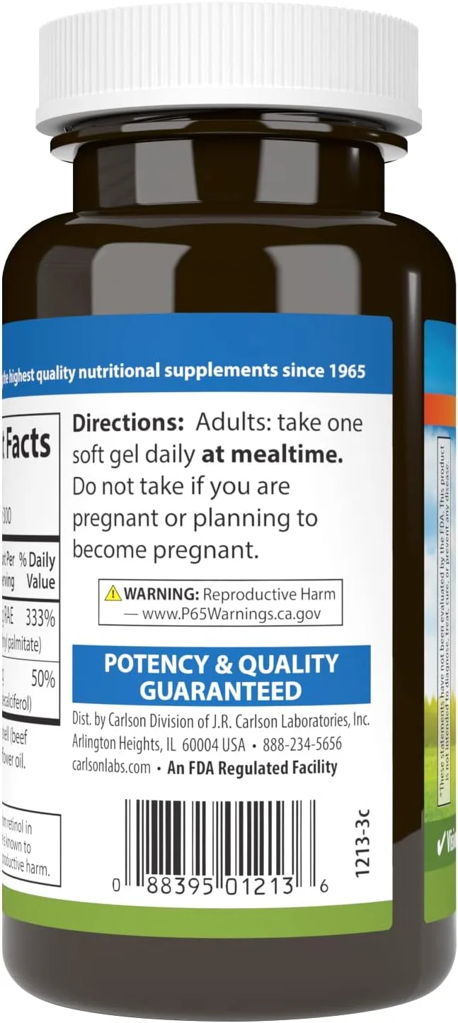 کارلسون لبز - ویتامین A و D/10,000 واحد بین المللی 400، 300 سافت ژل