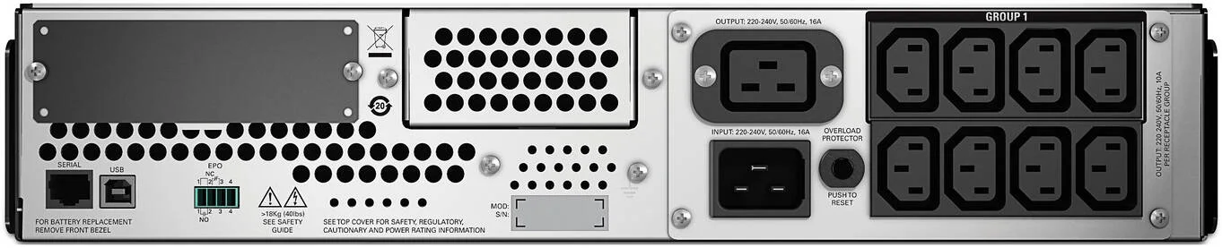 منبع تغذیه بدون وقفه APC Smart-UPS، تعاملی خطی، 3kVA، نصب در رک 2U، ولتاژ ورودی و خروجی اصلی 230 ولت، 8 عدد IEC 320 C13، 3 عدد جامپر IEC، 1 عدد اتصال خروجی IEC 320 C19، SmartSlot، AVR، LCD | SMT3000RMI2U منبع تغذیه بدون وقفه APC Smart-UPS، تعاملی خطی، 3kVA، نصب در رک 2U، ولتاژ ورودی و خروجی اصلی 230 ولت، 8 عدد IEC 320 C13، 3 عدد جامپر IEC، 1 عدد اتصال خروجی IEC 320 C19، SmartSlot، AVR، LCD | SMT3000RMI2U