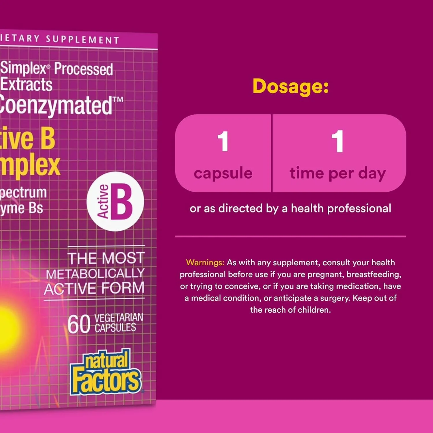 ناترال فاکتورز، کمپلکس فعال ویتامین B، 60 کپسول گیاهی