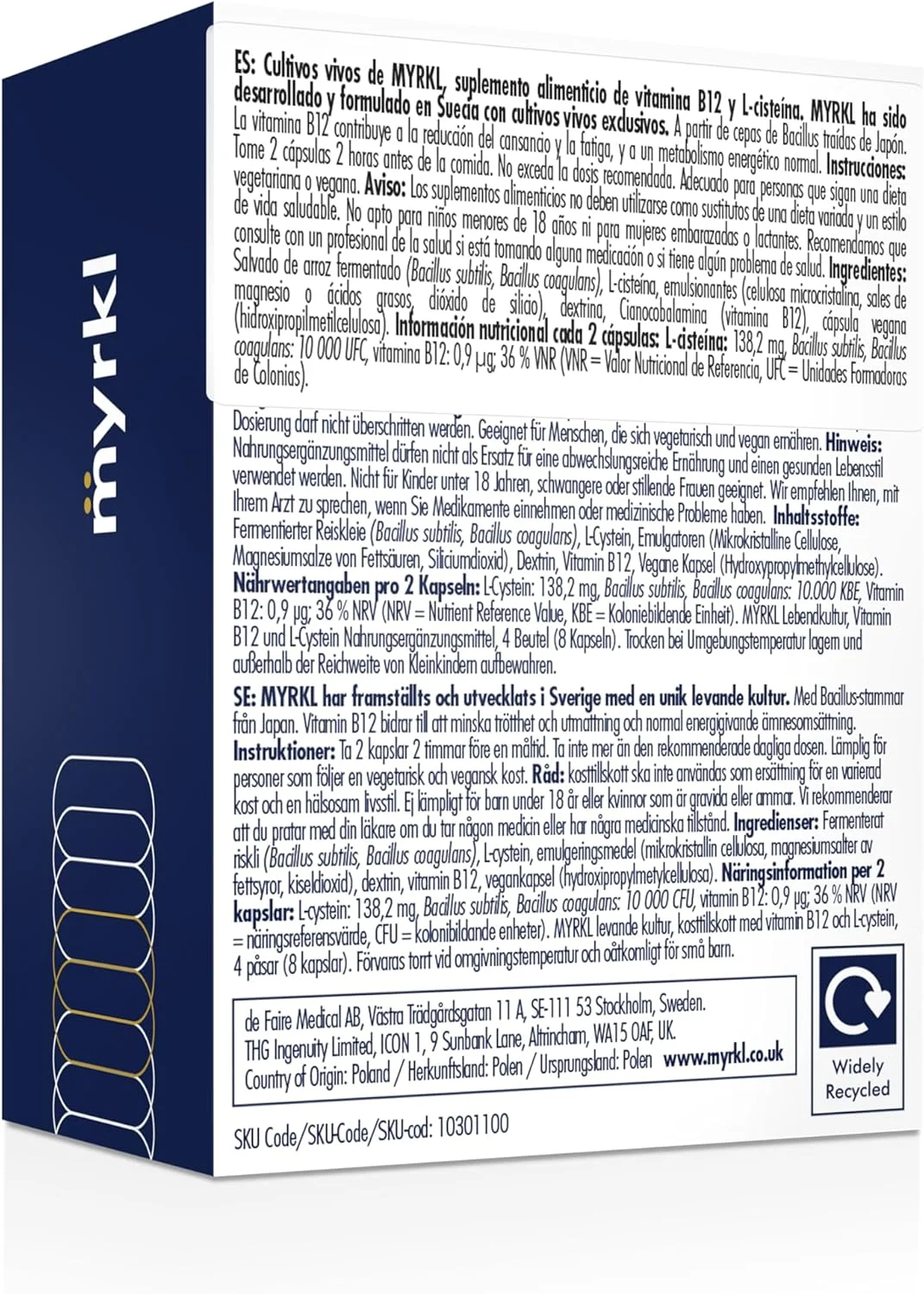 ۸ کپسول - مکمل بازسازی منحصر به فرد، انرژی صبحگاهی با ال-سیستئین و ویتامین ب۱۲