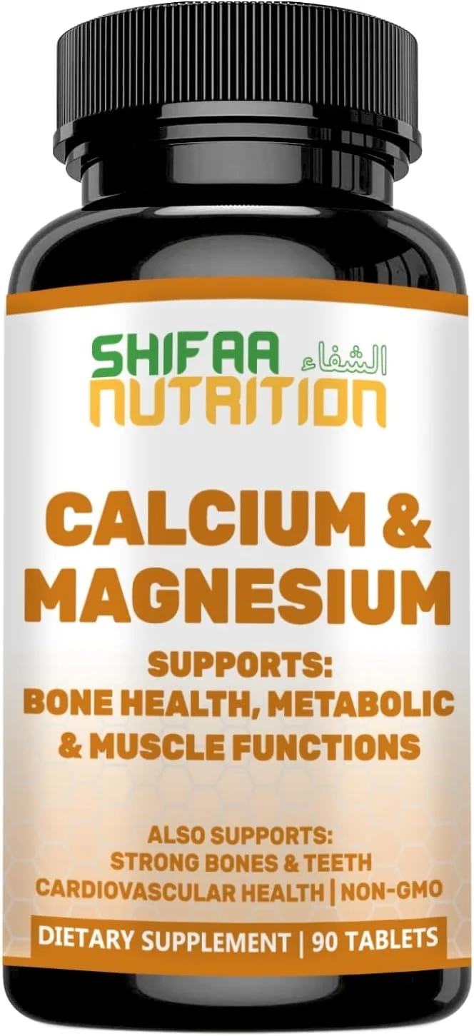 مکمل کلسیم منیزیم حلال شیفا نوتریشن با ویتامین D3 | کلسیم 1000 میلی گرم، منیزیم 500 میلی گرم | 30 سروینگ، غیر GMO | پشتیبانی از ساختار و استحکام استخوان، دندان، قلب و عروق و عضلات