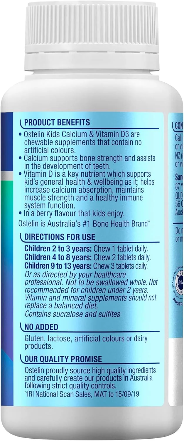 استئولین کلسیم و ویتامین D3 کودکان 90 قرص جویدنی استئولین کلسیم و ویتامین D3 کودکان 90 قرص جویدنی