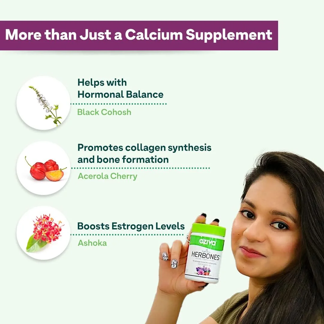 اوژیوا هربونز برای بانوان (حاوی کلسیم گیاهی، ویتامین D3 وگان، K2 MK-7) برای استخوان های قوی تر، مفاصل سالم تر و جذب بهتر، 60 کپسول گیاهی اوژیوا هربونز برای بانوان (حاوی کلسیم گیاهی، ویتامین D3 وگان، K2 MK-7) برای استخوان های قوی تر، مفاصل سالم تر و جذب بهتر، 60 کپسول گیاهی