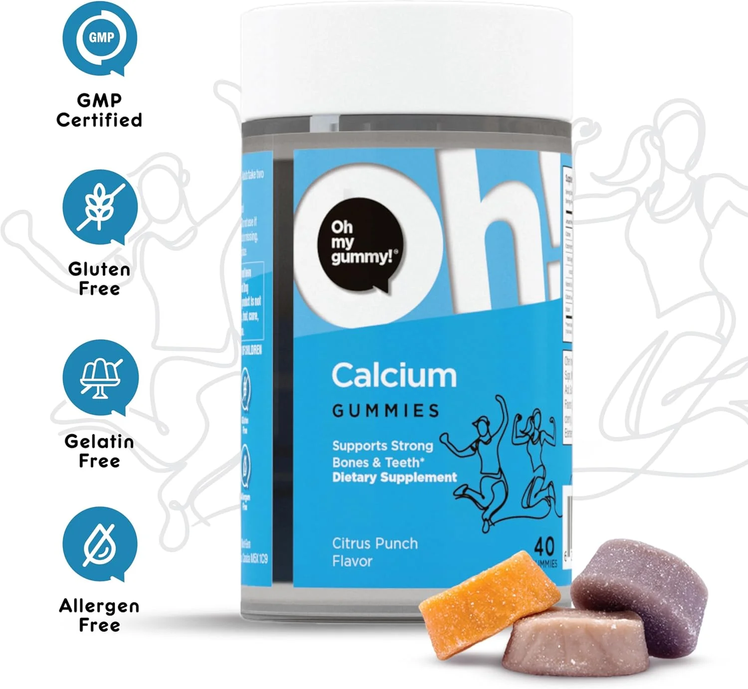 پاستیل کلسیم برای پشتیبانی از استخوان و عضله - مکمل های ویتامین D3 کلسیم برای کودکان و بزرگسالان - 40 پاستیل پاستیل کلسیم برای پشتیبانی از استخوان و عضله - مکمل های ویتامین D3 کلسیم برای کودکان و بزرگسالان - 40 پاستیل