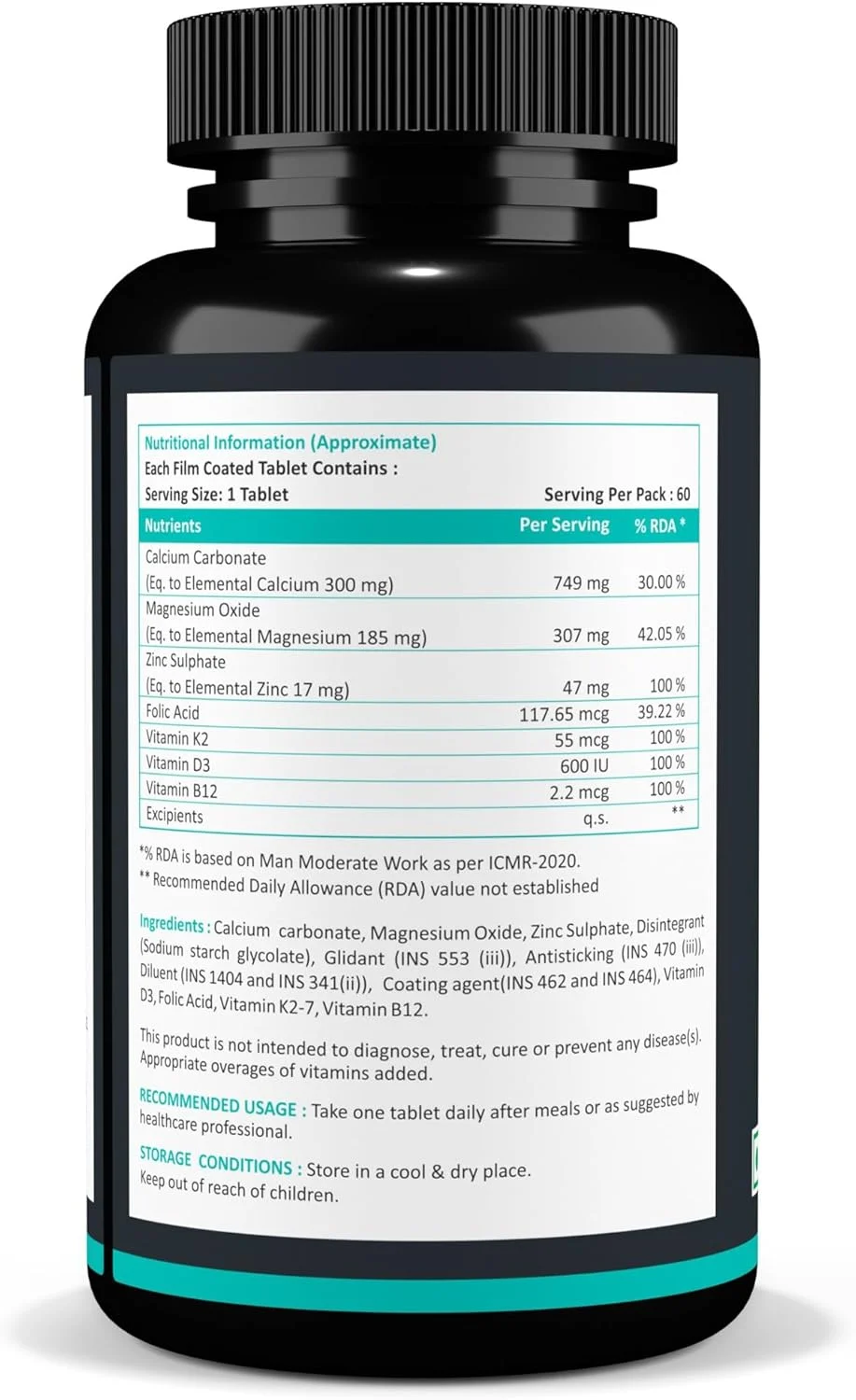 کلسیم منیزیم زینک ویتامین D3 ویتامین B12 و ویتامین K2 - 60 قرص گیاهی برای سلامت استخوان، پشتیبانی از مفاصل و تقویت سیستم ایمنی برای زنان و مردان کلسیم منیزیم زینک ویتامین D3 ویتامین B12 و ویتامین K2 - 60 قرص گیاهی برای سلامت استخوان، پشتیبانی از مفاصل و تقویت سیستم ایمنی برای زنان و مردان