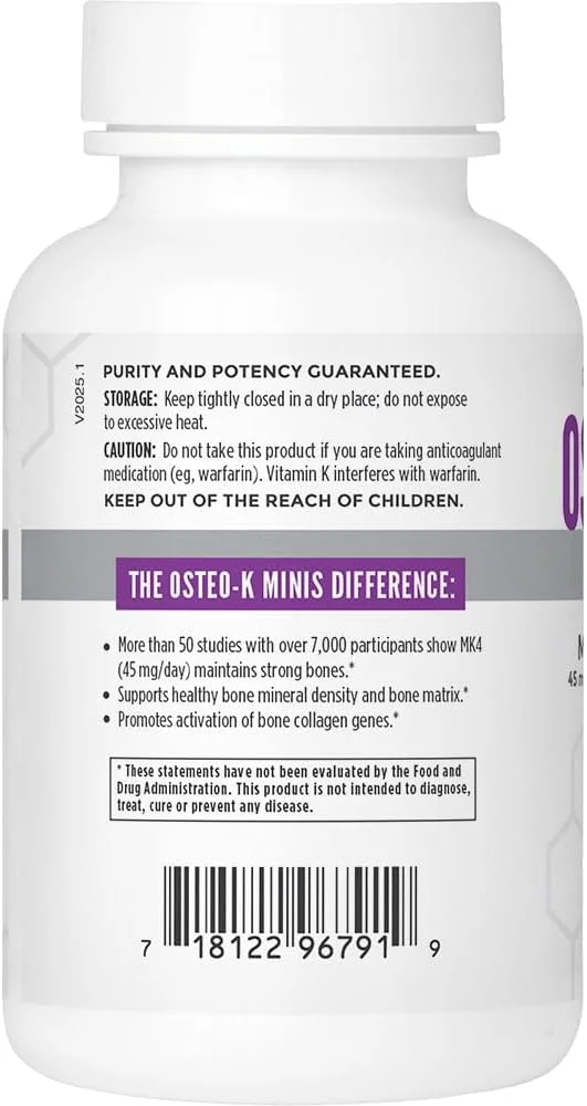 مکمل پشتیبانی استخوان NBI Osteo-K - مینی | کمپلکس ویتامین D و K با مکمل سیترات کلسیم | 45 میلی گرم ویتامین K2 (MK4) برای سلامت و عملکرد قوی استخوان | 120 عدد کپسول گیاهی مکمل پشتیبانی استخوان NBI Osteo-K - مینی | کمپلکس ویتامین D و K با مکمل سیترات کلسیم | 45 میلی گرم ویتامین K2 (MK4) برای سلامت و عملکرد قوی استخوان | 120 عدد کپسول گیاهی