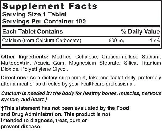 کلسیم کربنات خالص نیچرز بلند 600 میلی گرم 100 عدد قرص (1684) کلسیم کربنات خالص نیچرز بلند 600 میلی گرم 100 عدد قرص (1684)