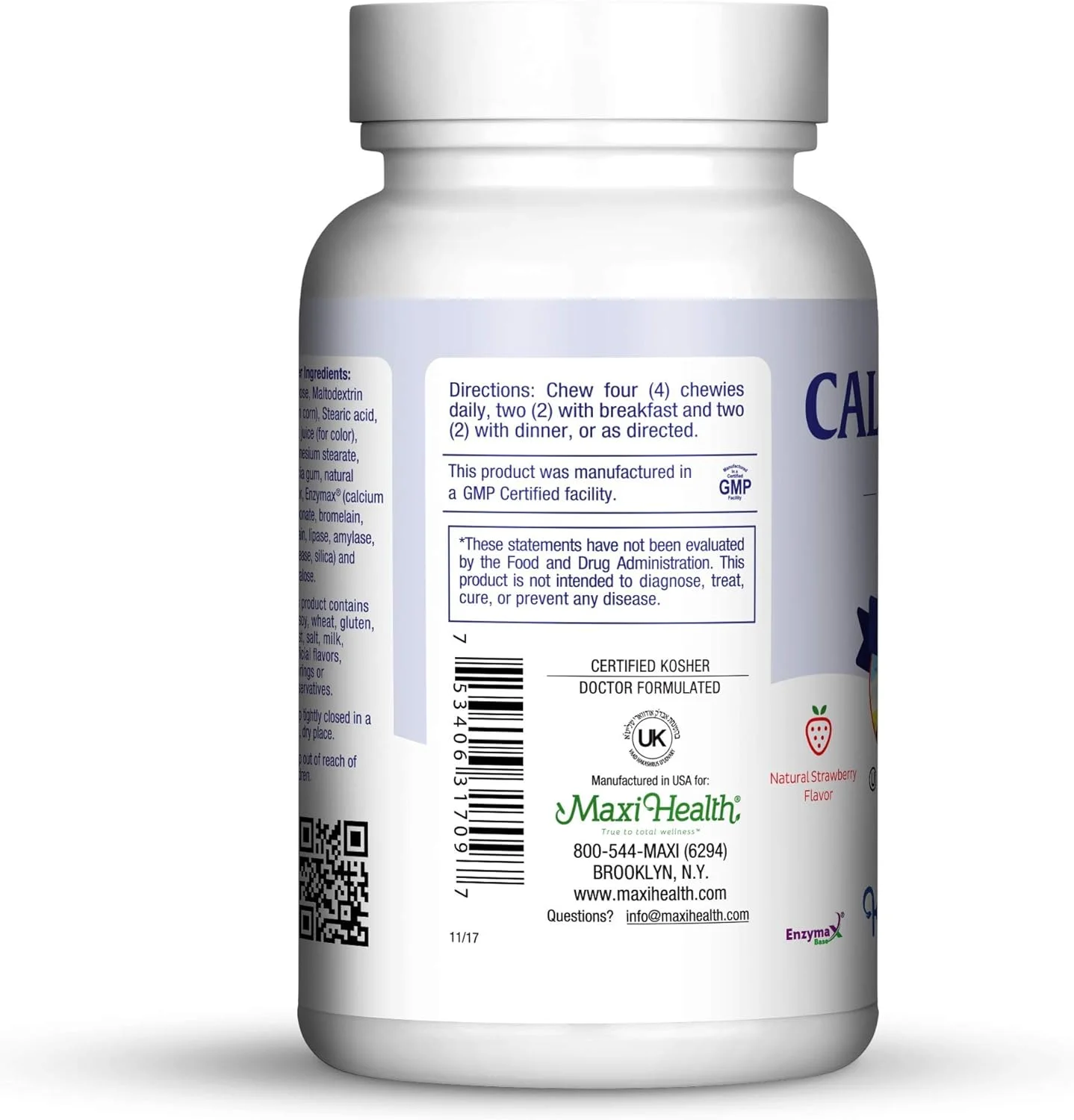 مـکـسی هلث کـیـدی مـکـس کلسیم - کلسی یام! - طعم توت فرنگی - 90 عدد جویدنی به شکل حیوانات - کوشر