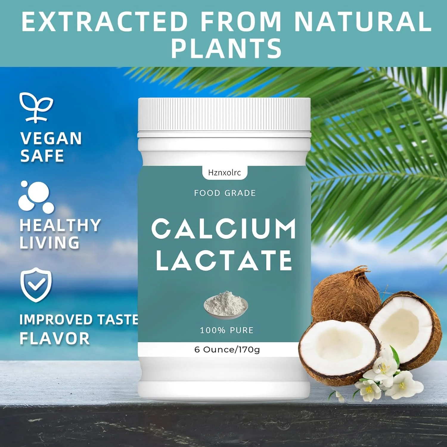 پودر لاکتات کلسیم ۱۷۰ گرمی، لاکتات کلسیم ۱۰۰٪ خالص، گرید غذایی، پشتیبانی از سلامت استخوان، کمک به خنثی کردن اسیدیته غذا، حفظ تازگی غذا، برای محصولات لبنی، نان و شیرینی و موارد دیگر