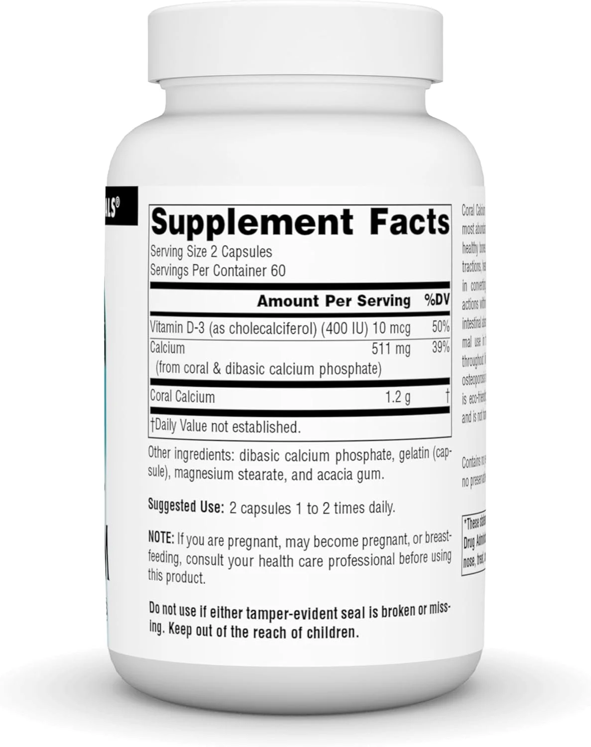 سورس نچرالز - کلسیم مرجانی 600 میلی گرم، 120 کپسول