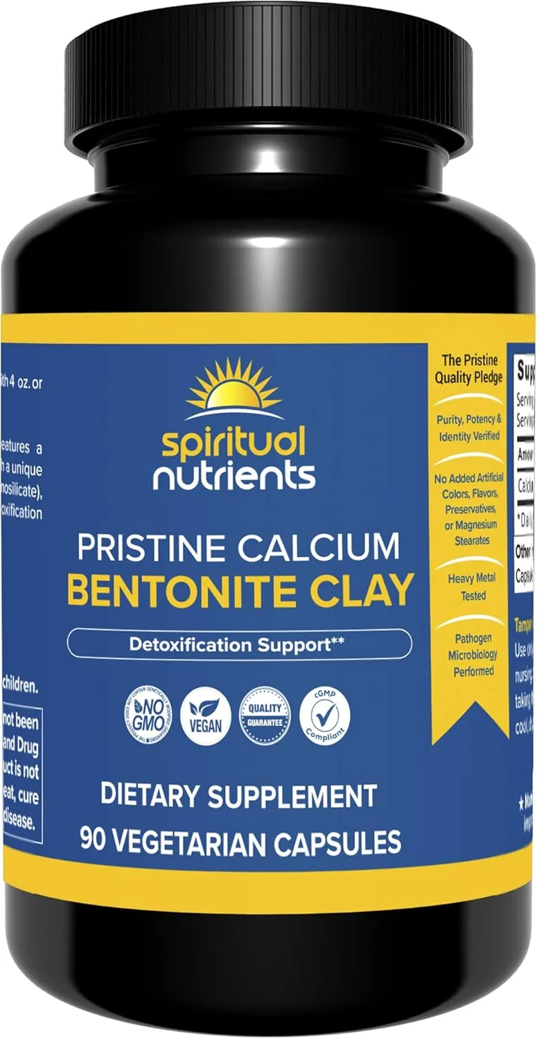 خاک رس بنتونیت کلسیم خالص | سم زدایی کل بدن، حاوی آلومینوسیلیکات کلسیم | غیر تراریخته، گیاهی | 90 کپسول