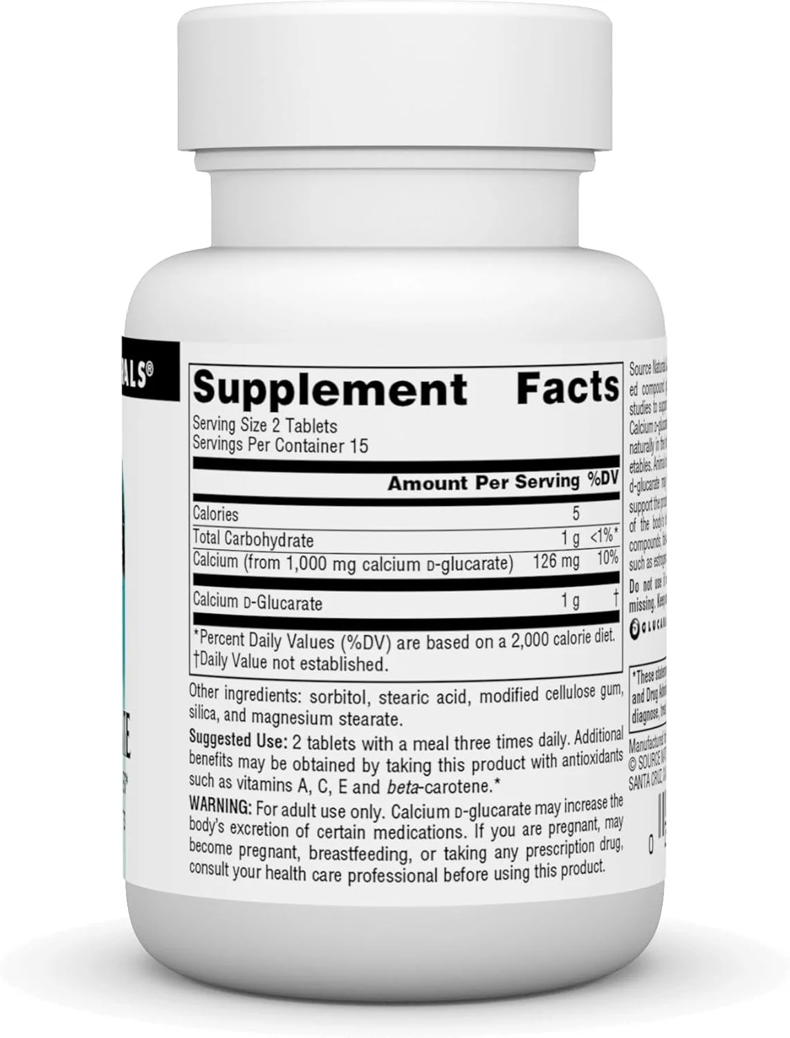 قرص کلسیم دی گلوکارات 500 میلی گرمی Source Naturals، 60 عدد قرص کلسیم دی گلوکارات 500 میلی گرمی Source Naturals، 60 عدد