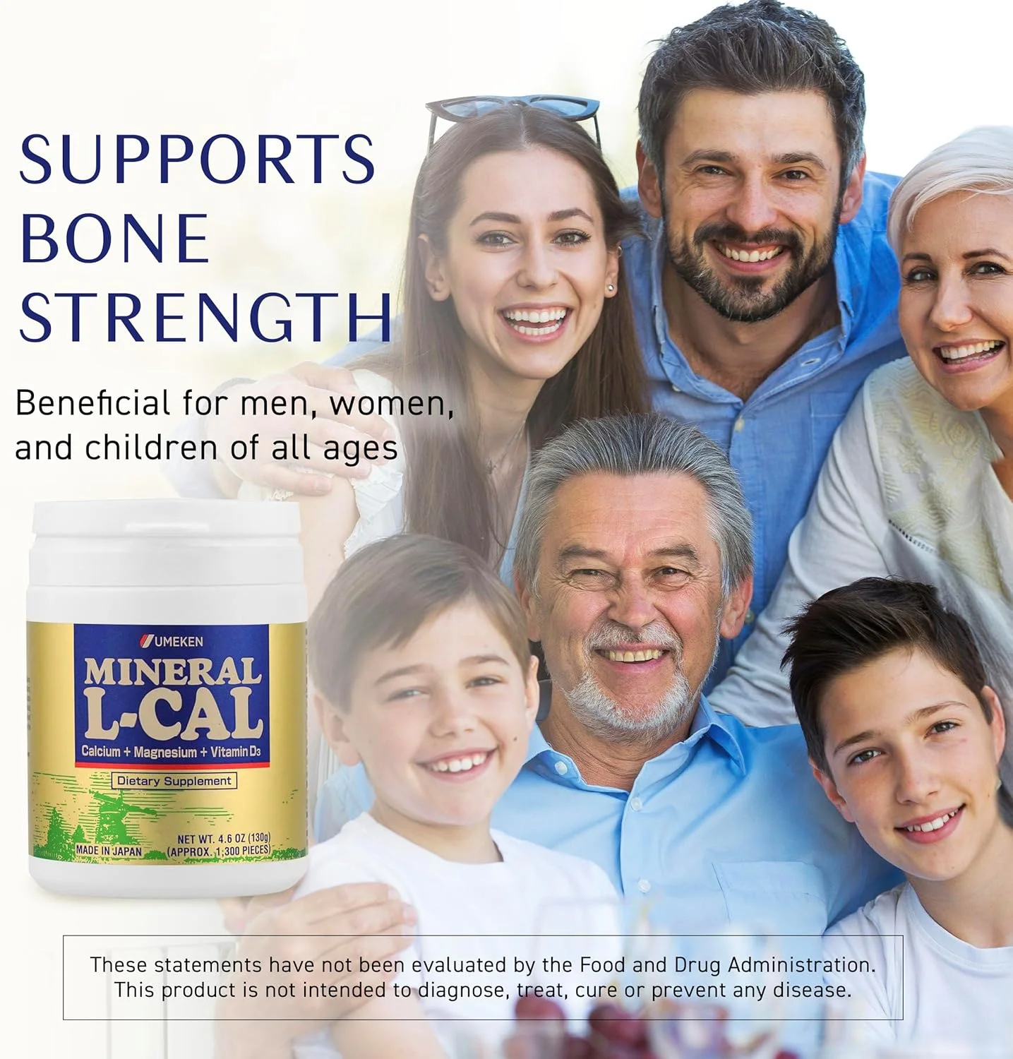 اومکن مینرال ال کل، تامین 2 ماهه - غنی شده با منیزیم، ویتامین D3 و مواد معدنی. محلول در آب و جذب سریع. 1300 عدد. بطری کوچک. ساخت ژاپن.