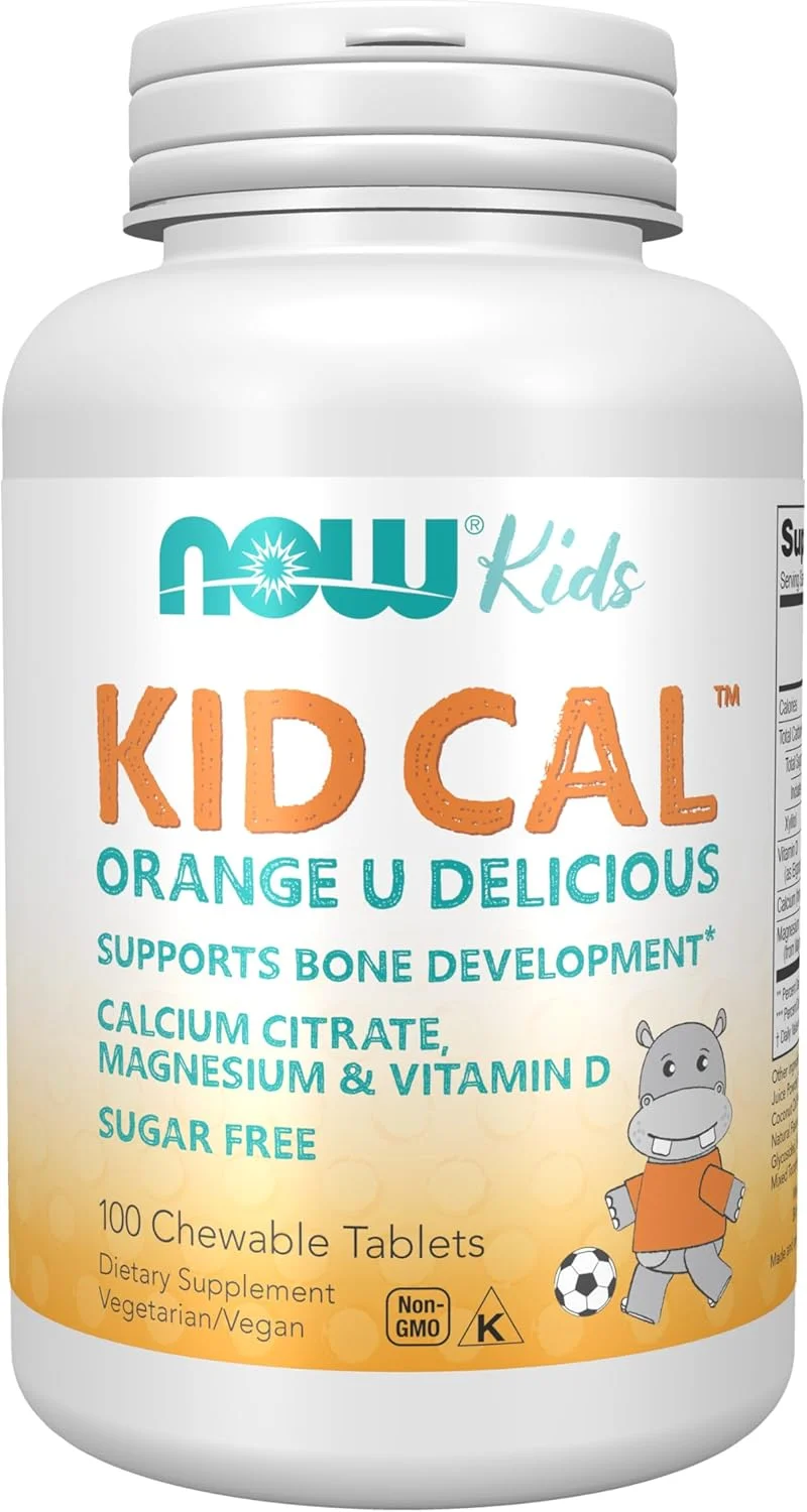 Now Foods - Kid Cal با طعم پرتقال، 100 قرص جویدنی