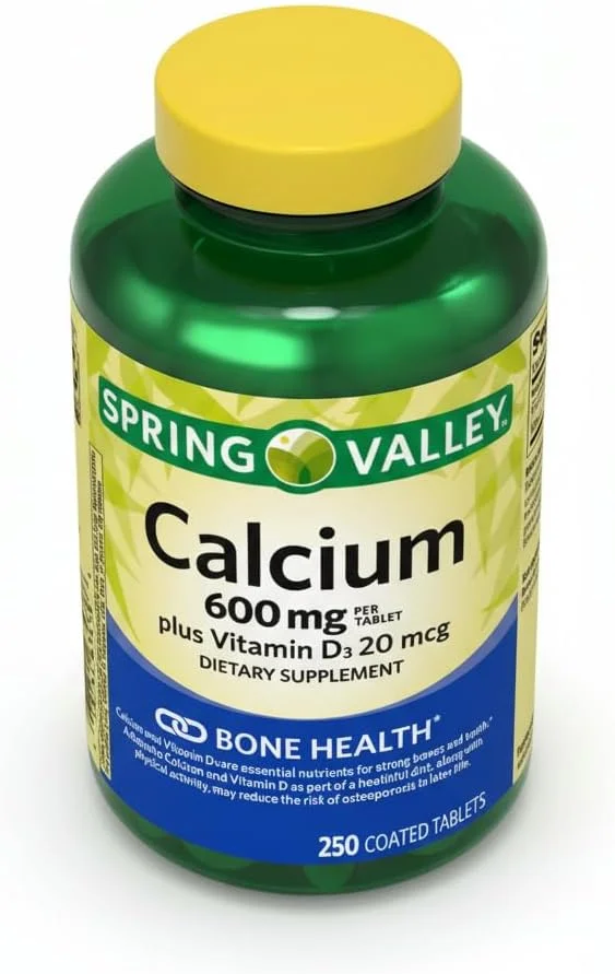 اسپرینگ ولی، کلسیم 600 میلی گرم با ویتامین D3، مکمل غذایی، مکمل کلسیم 600 میلی گرم، 250 عدد + جعبه قرص 7 روزه