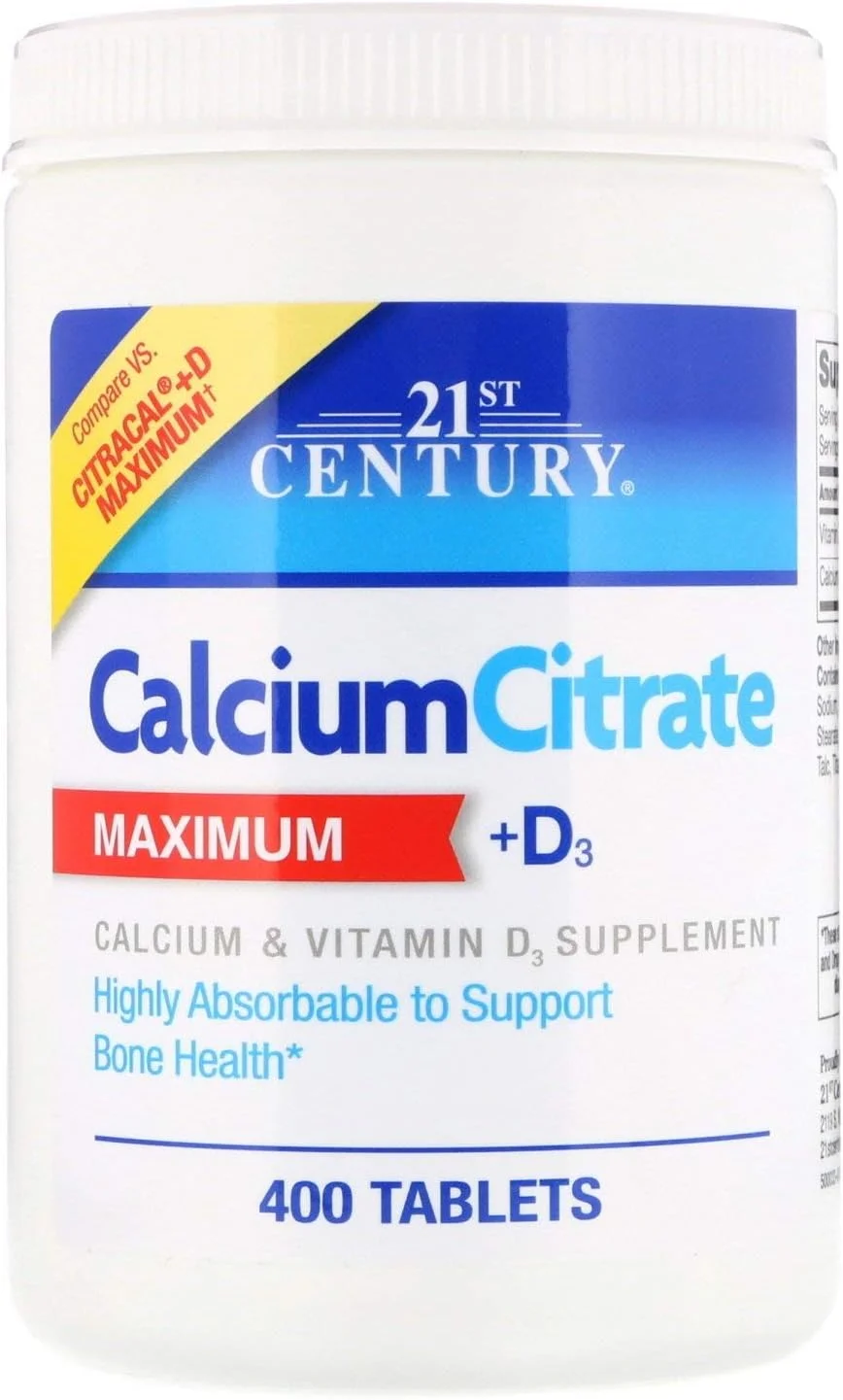 قرص سیترات کلسیم ماکزیمم + D3، 400 عددی، تولید شده در قرن 21