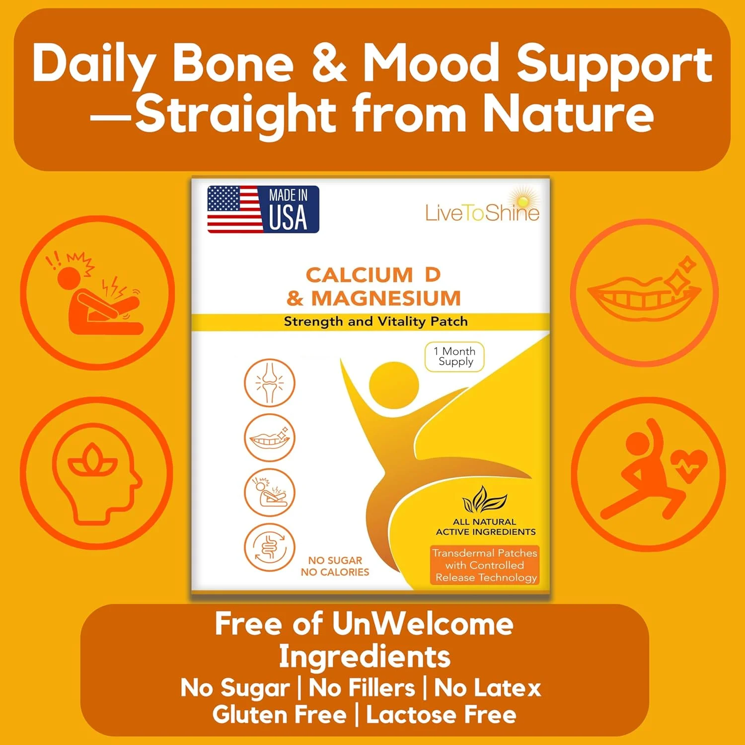 برچسب های موضعی کلسیم منیزیم D3 برای آقایان و بانوان - تامین یک ماهه - ساخت ایالات متحده آمریکا توسط Live to Shine برچسب های موضعی کلسیم منیزیم D3 برای آقایان و بانوان - تامین یک ماهه - ساخت ایالات متحده آمریکا توسط Live to Shine